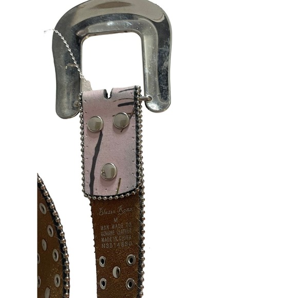 Blazin Roxx Western Style Bling Leather Belt w /Removable Buckle M Pink Camo - Picture 3 of 4